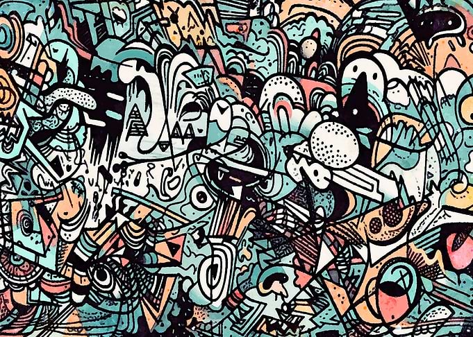 Abstract Doodle Art with Geometric Shapes