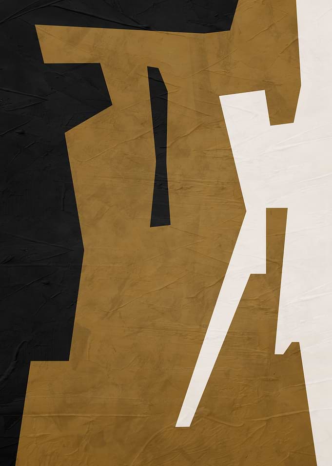 Abstract Geometric Art in Black, Gold, White