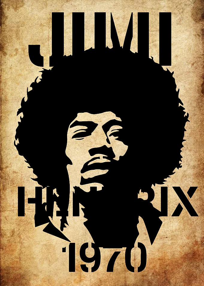 Jimi Hendrix Black Silhouette Portrait