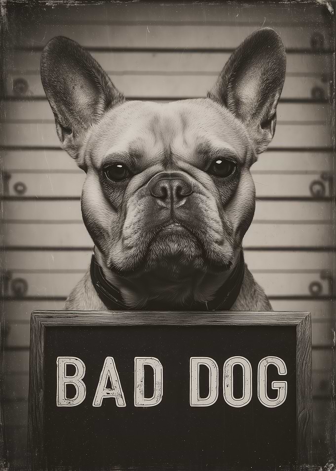 Bad Dog French Bulldog Mugshot