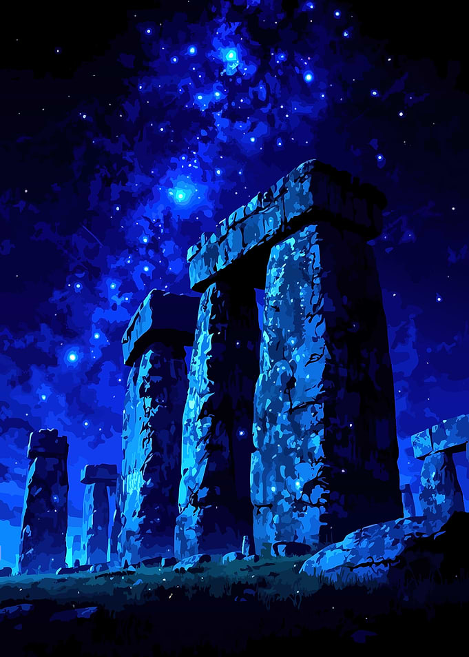 Stonehenge under a starry night sky