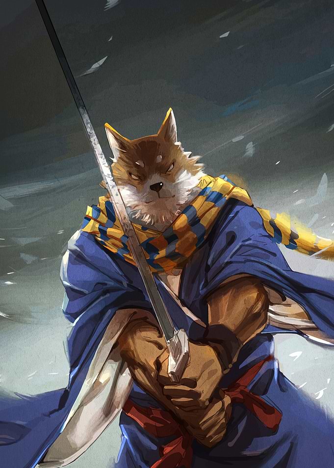 Anthropomorphic Fox Samurai with Sword