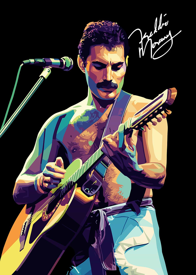 Freddie Mercury Playing Guitar