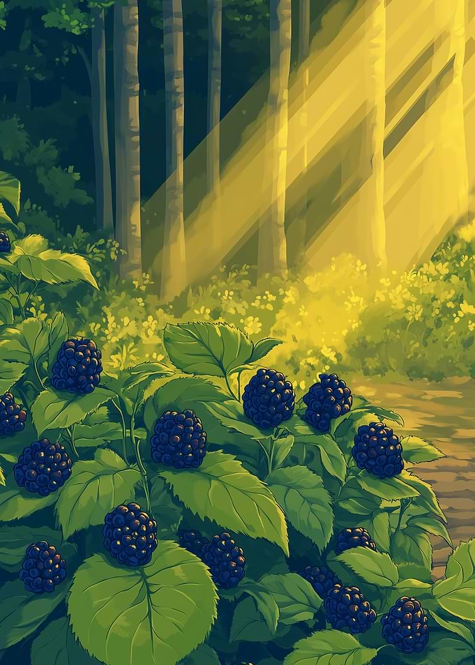 Blackberries in Forest Sunlight