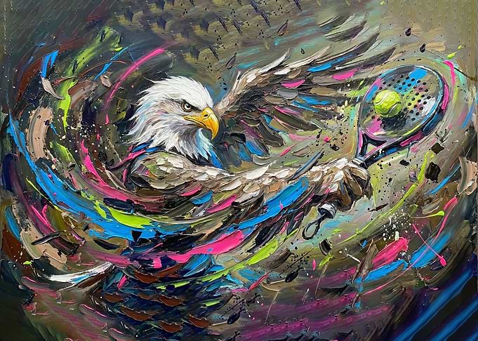 Eagle with Paddle Tennis Racket Painting