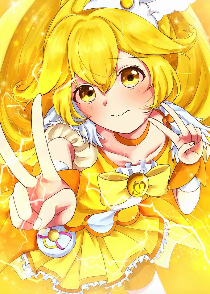 Anime Girl with Yellow Hair and Dress