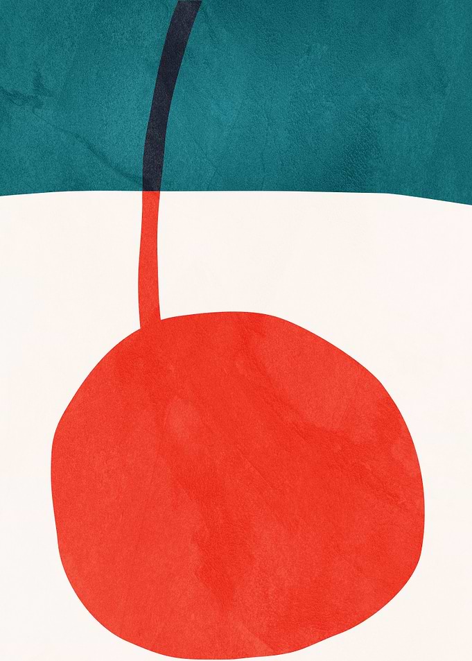 Abstract Red Circle and Teal Shape