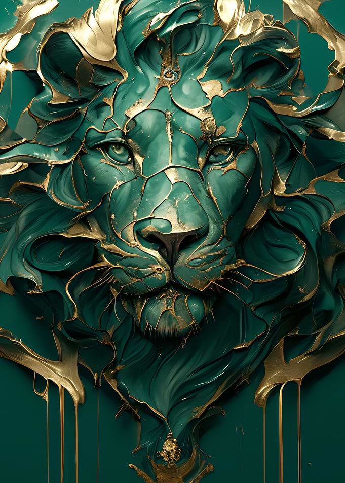 Emerald and Gold Lion Head
