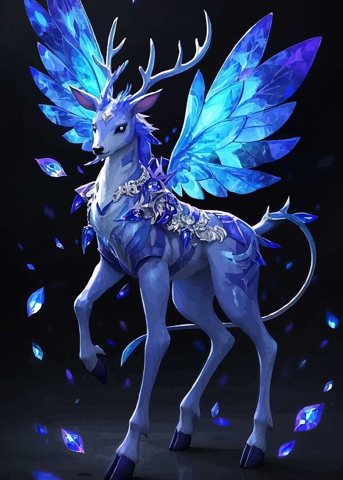 Crystal Deer with Wings