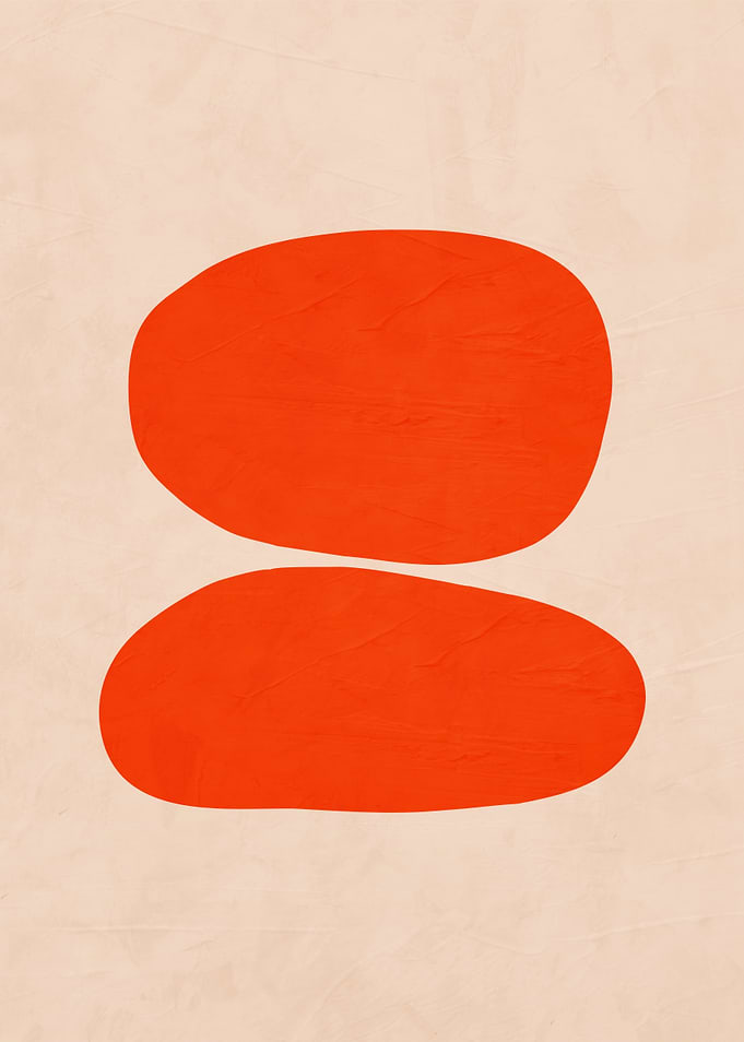 Abstract Orange Shapes on Beige Background