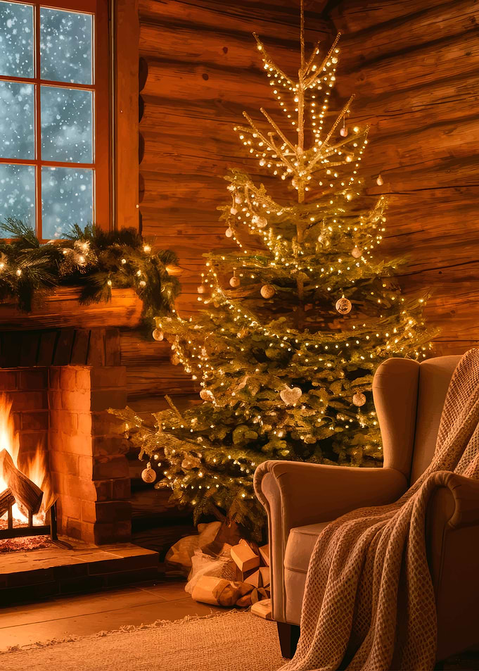 Cozy Christmas Cabin Scene