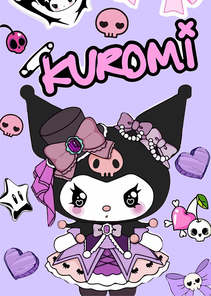 Kuromi Kawaii Purple Background