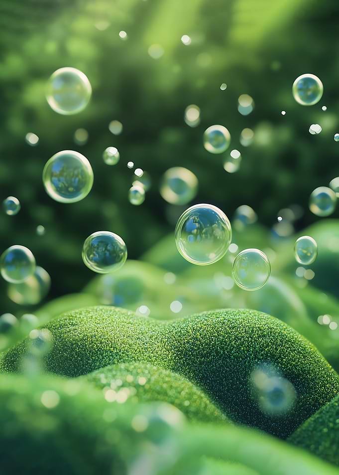 Green Moss and Bubbles