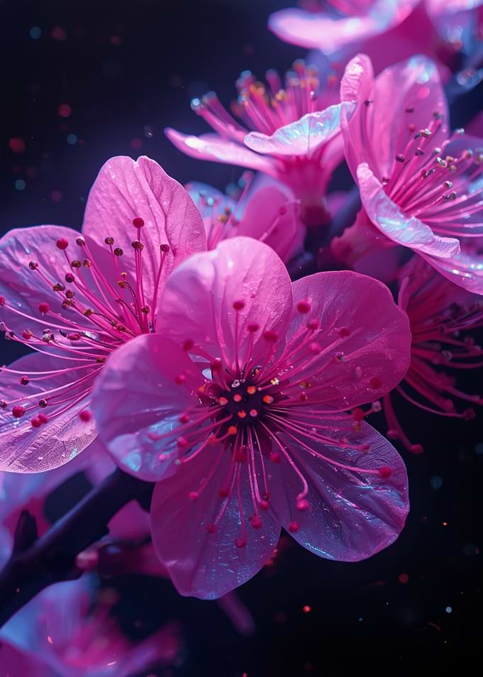 Pink Cherry Blossoms Close-Up