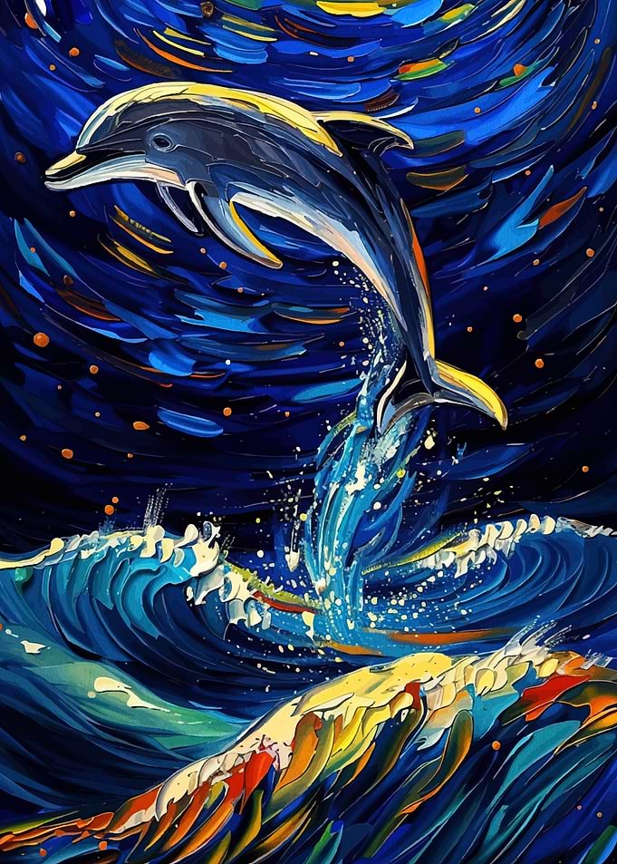 Dolphin Leaping Ocean Waves