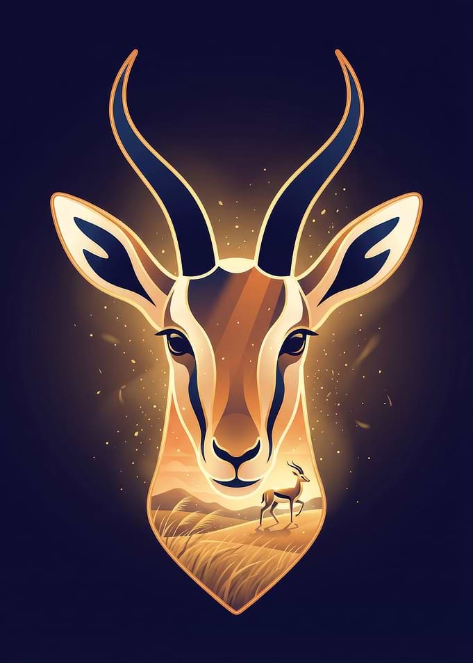 Elegant Springbok Portrait double exposure