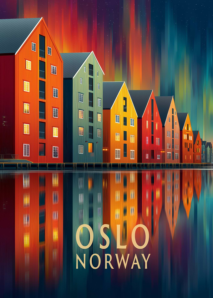 Oslo Norway Colorful Buildings Reflection