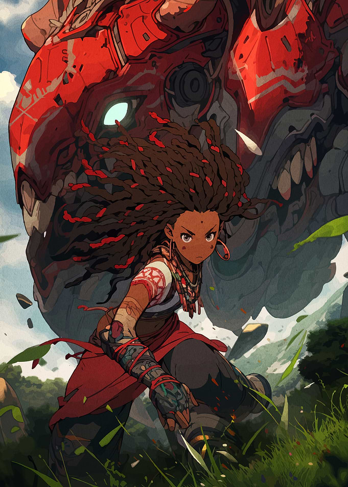Anime Girl with Mechanical Creature
