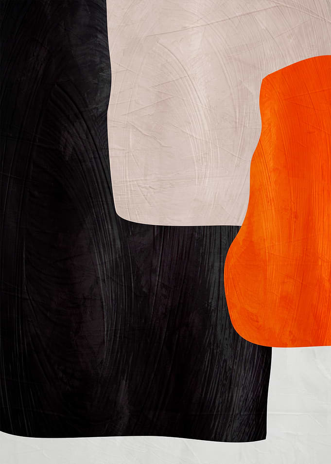 Abstract Shapes in Black, Beige, Orange