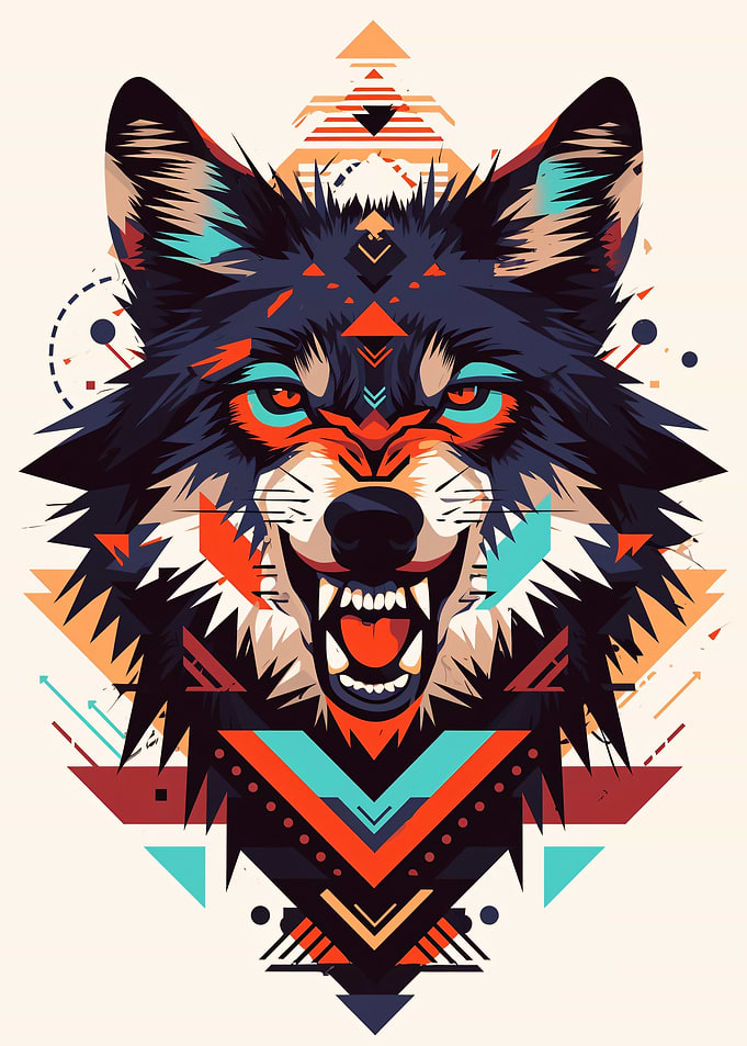 Geometric Wolf Head Illustration