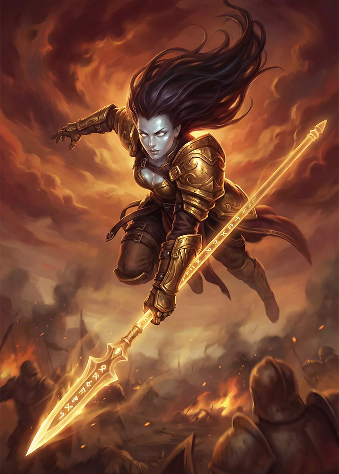 Female Warrior with Spear in Battle
