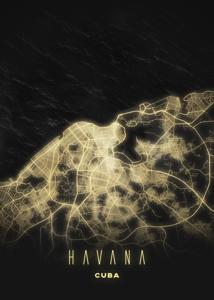 Havana, Cuba - Luminous Coastal City Map Poster, Modern Wall Art