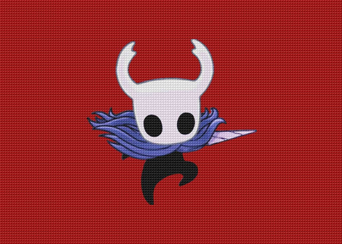 Hollow Knight Pixel Art on Red