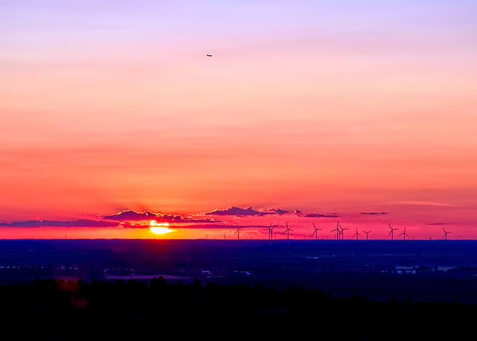 Sunset & Wind Turbines