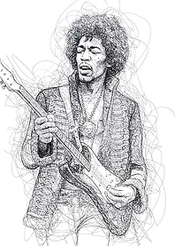 Jimi Hendrix Scribble Art