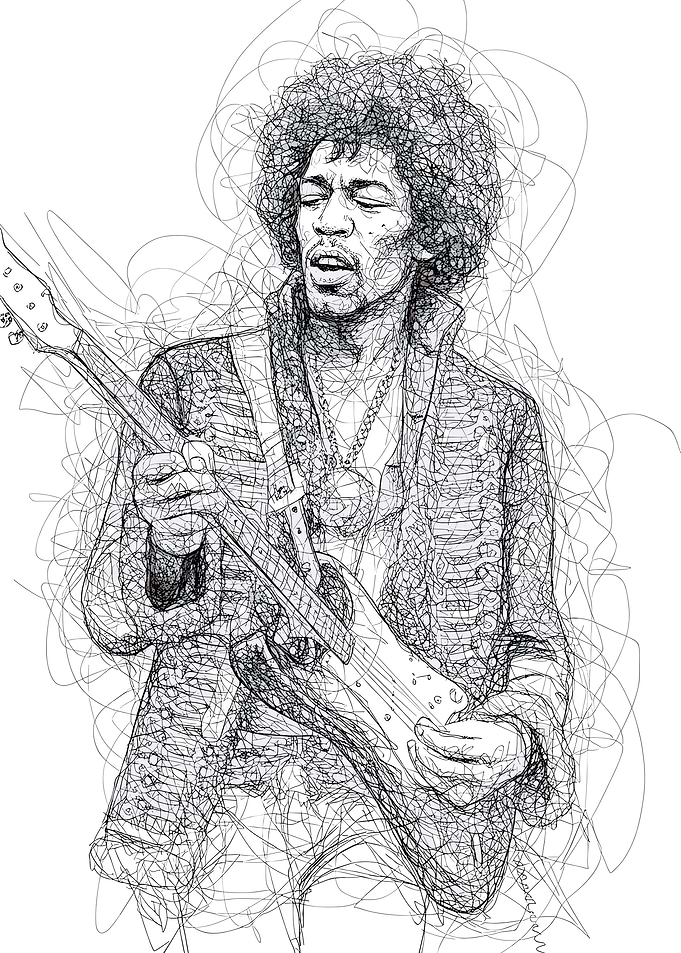Jimi Hendrix Scribble Art