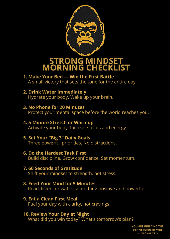 Strong Mindset Morning Checklist