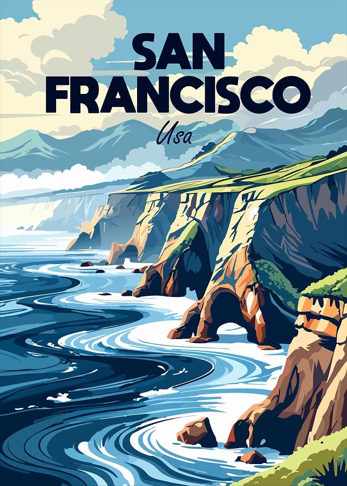 San Francisco Coastline Travel Poster