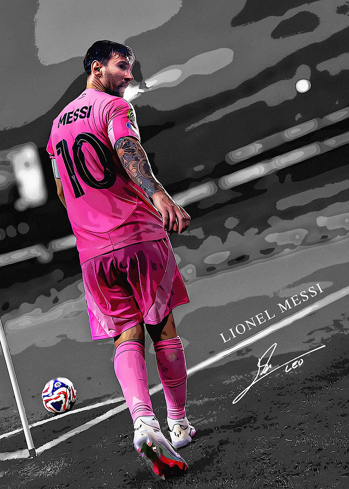 Lionel Messi in Pink Jersey