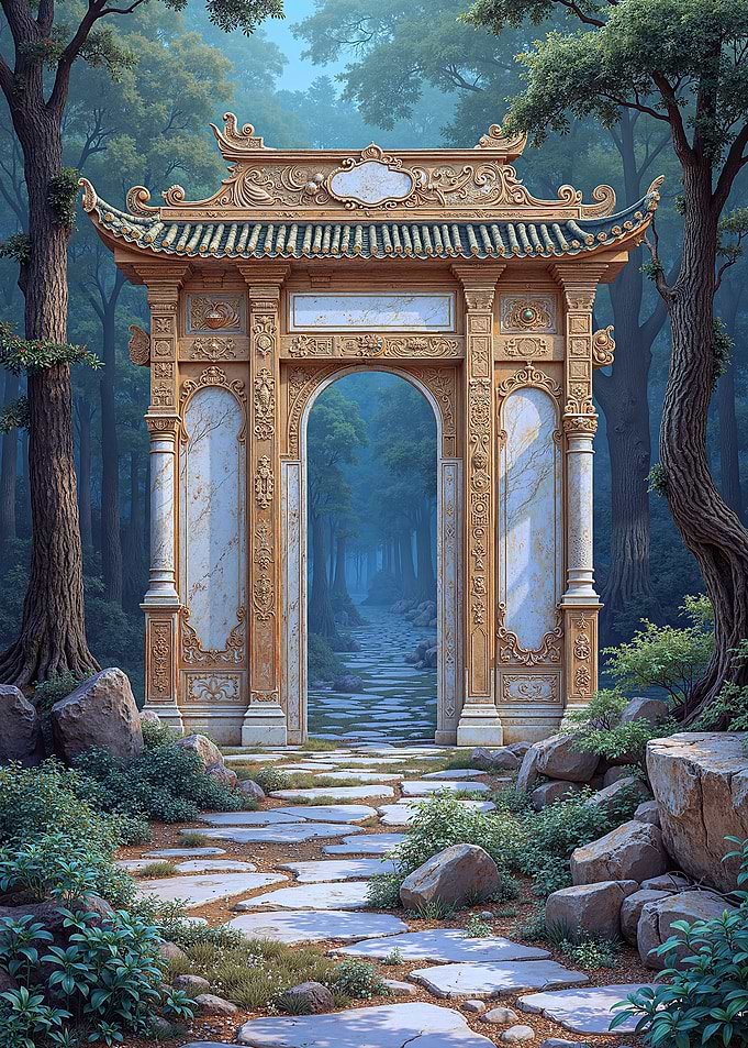 Ornate Gate in Forest