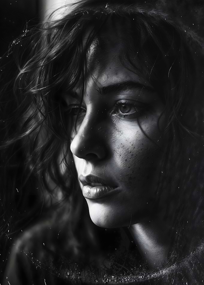 Monochrome Portrait of a Young Woman