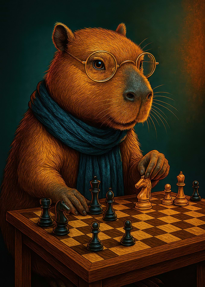 Capybara playing chess