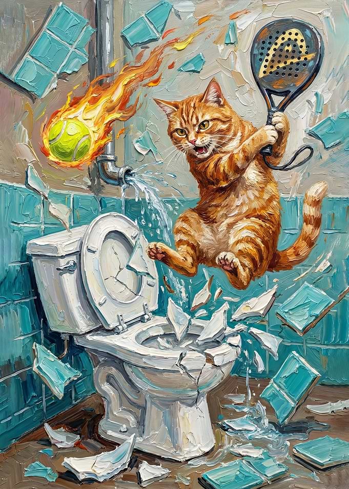 Cat Chaos in the Bathroom