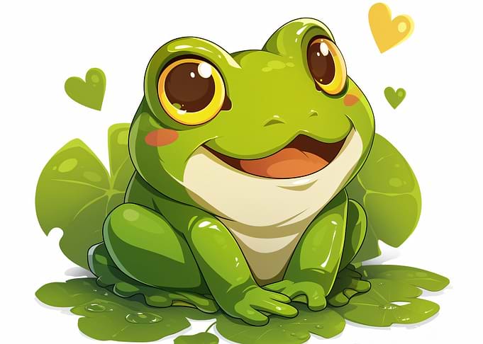 Cute Cartoon Frog with Hearts