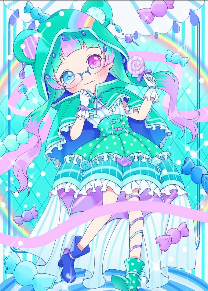 Cute Anime Girl with Candy Theme