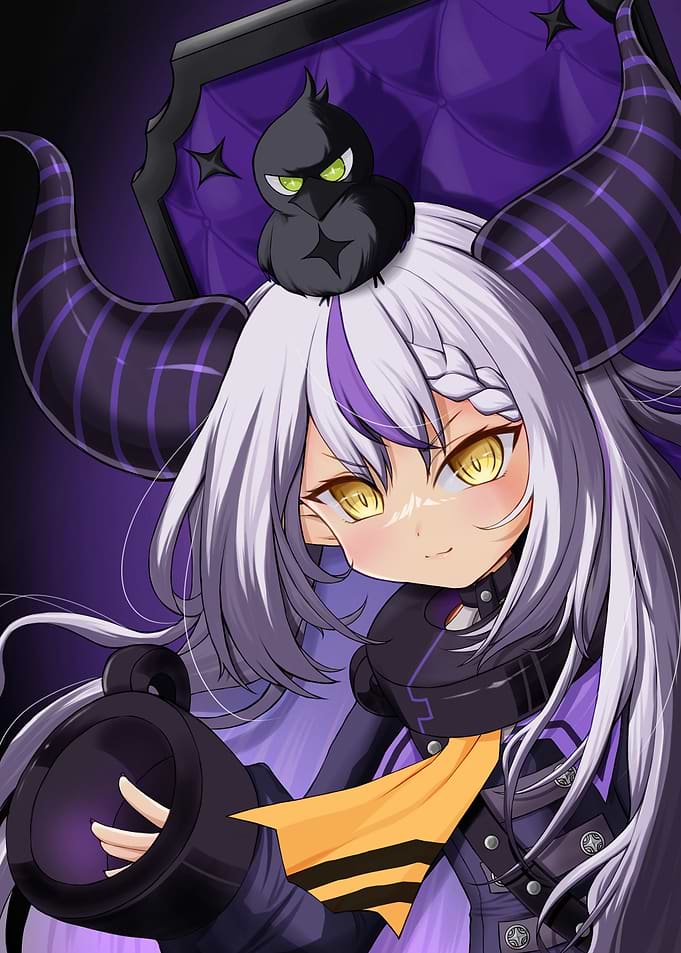 Anime girl with crow and horns