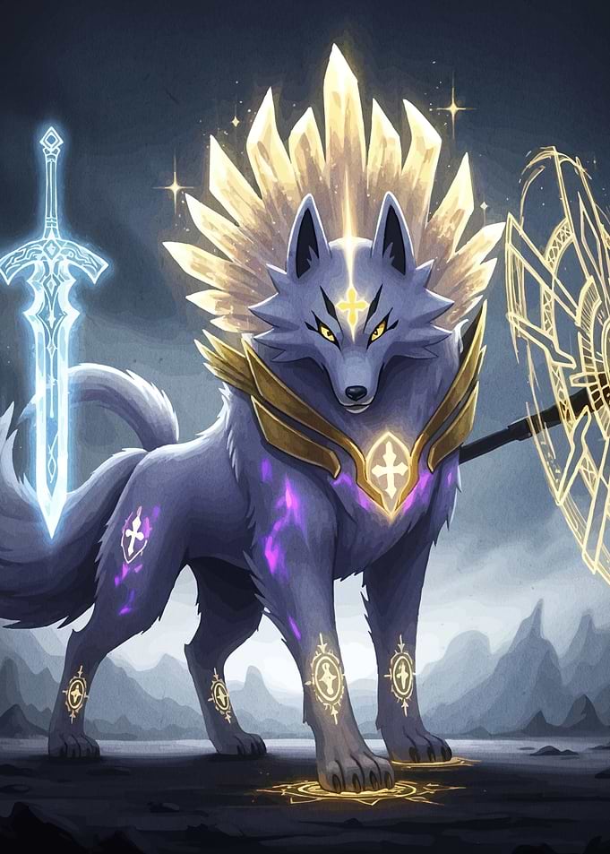 Armored Wolf Sword and Shield