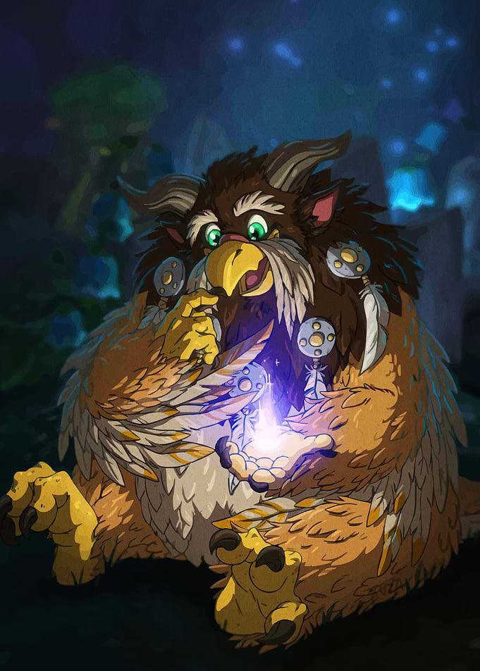 Cartoon Owl-Bear Magic