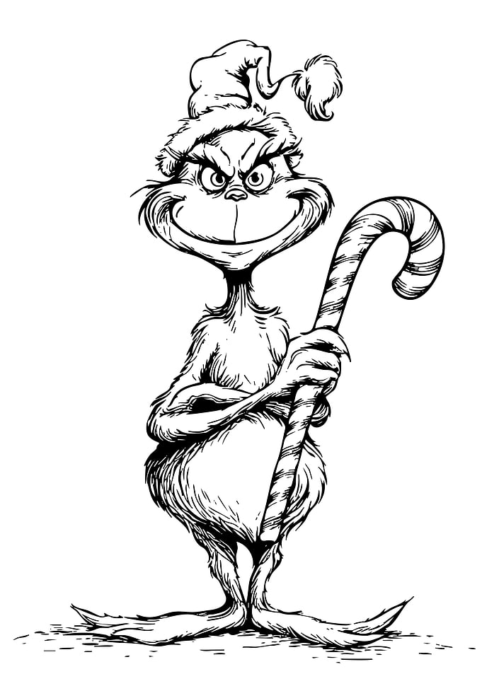 Monster with Candy Cane Illustration
