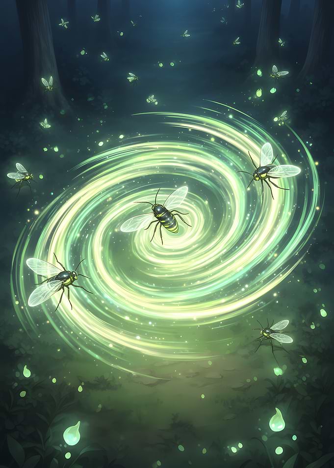 Enchanted Forest Fireflies and Magic Swirl