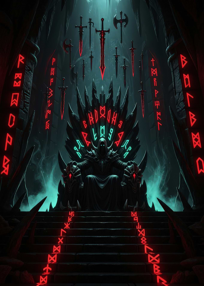 Dark Throne with Swords and Runes