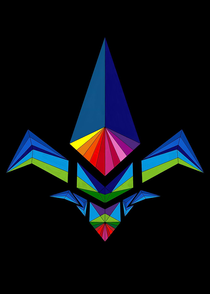 Abstract Geometric Colorful Design on Black