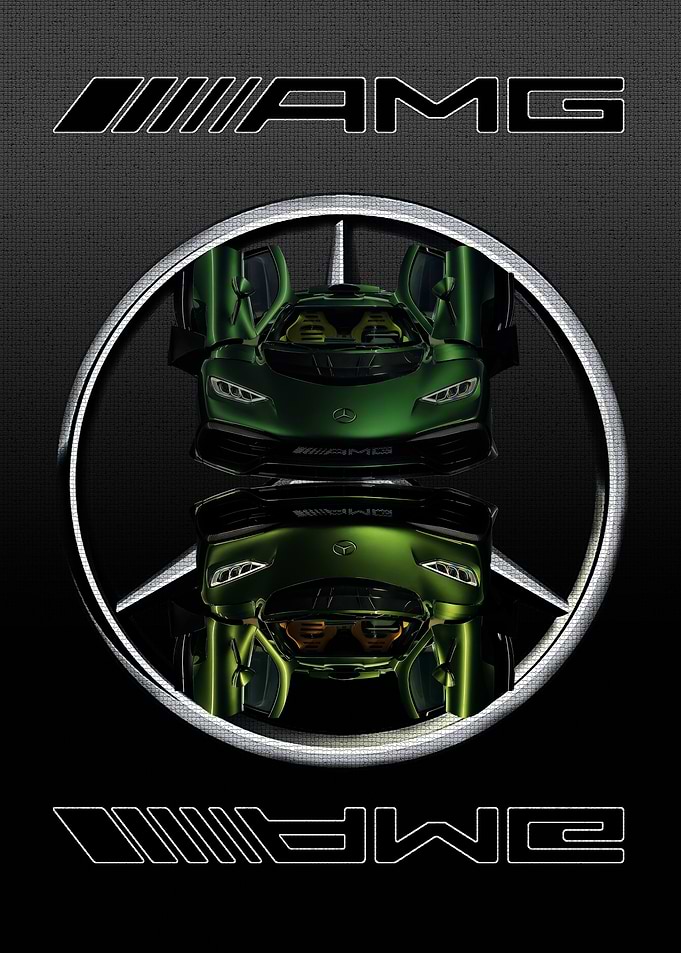 Green Mercedes-AMG Car Reflection