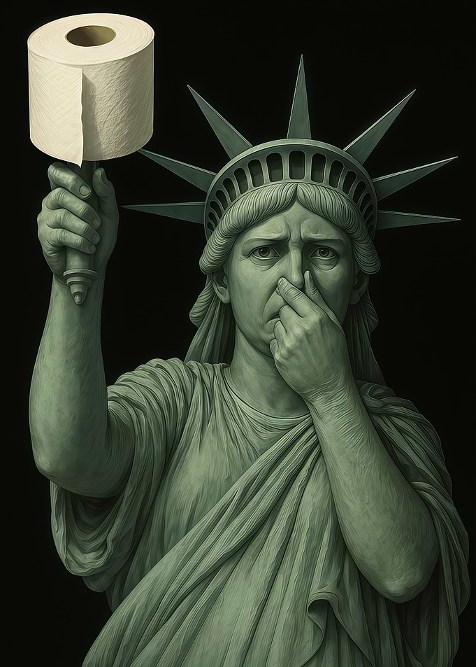 Statue of Liberty with Toilet Paper