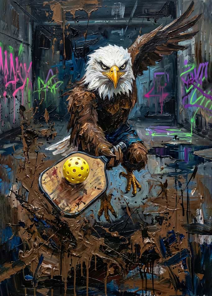 Eagle Pickleball Player in Urban Setting