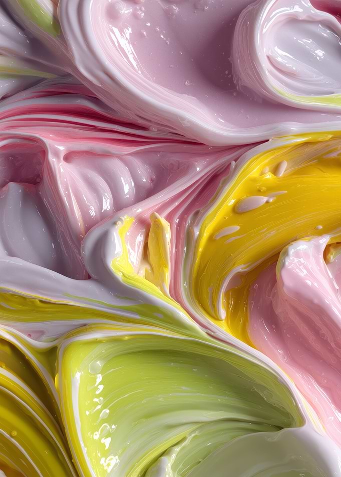 Swirls of Pink, Yellow, and Green
